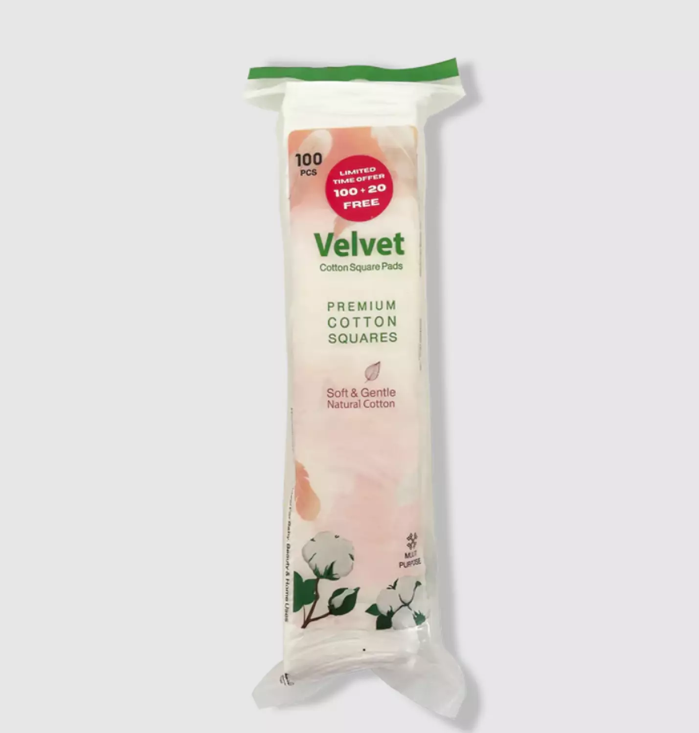 VELVET COTTOIN SQUARE PADS FOR REMOVING MAKE-UP 100 PCS  image