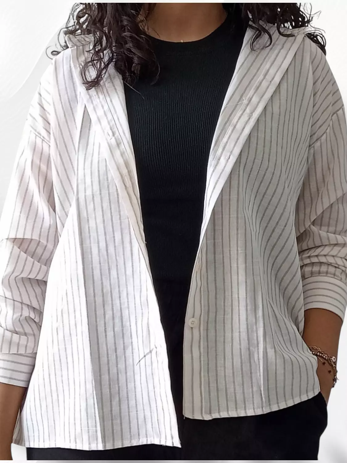 Striped Linen Shirt - Brown  4