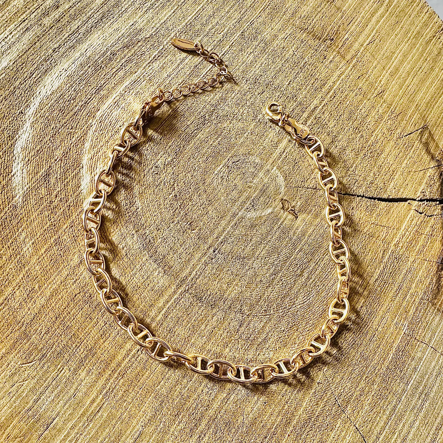 Coffee bean chain gold anklet hover image
