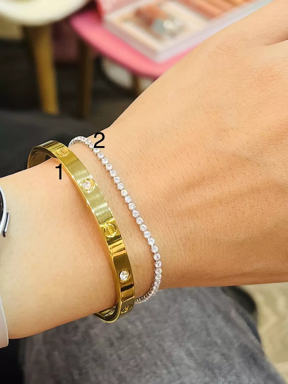 Carti*r bracelet with stone and tennis bracelet  1