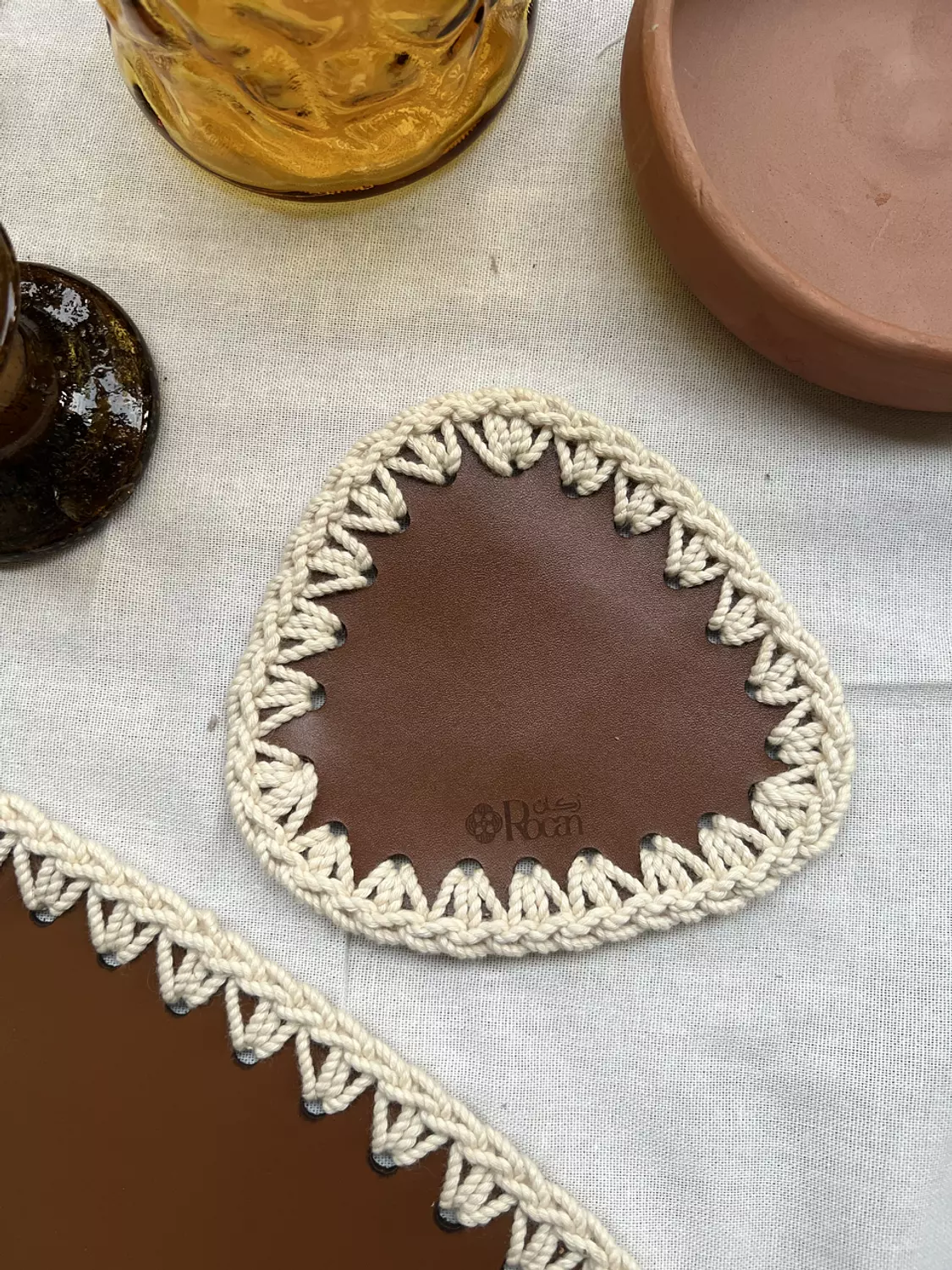 Genuine Leather Placemat & Coaster Set 8