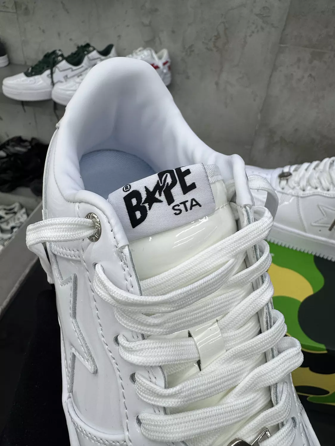 A Bathing Ape BAPE STA Low in white patent leather 5