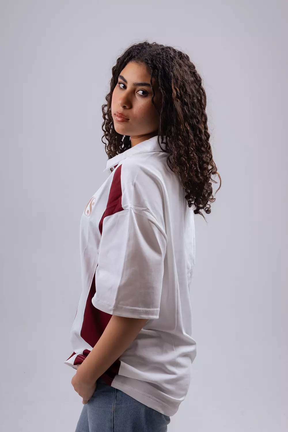   Burgandy Quarter-zip rugby polo  3
