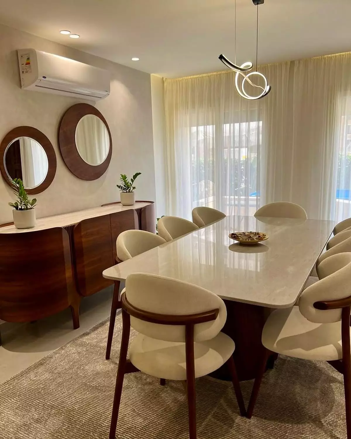 Modern Dining Set + Table + 6 Chairs + Sideboard image
