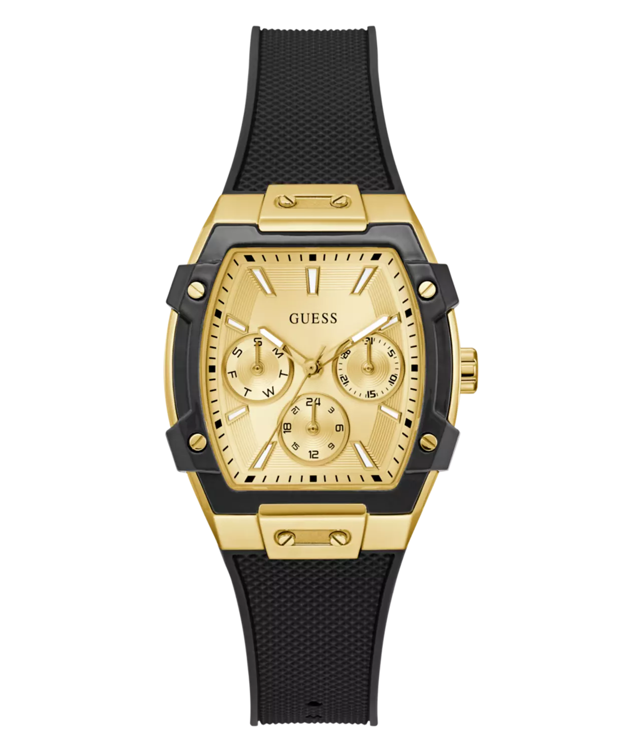 GUESS Ladies Black Gold Tone Multi-function Watch image