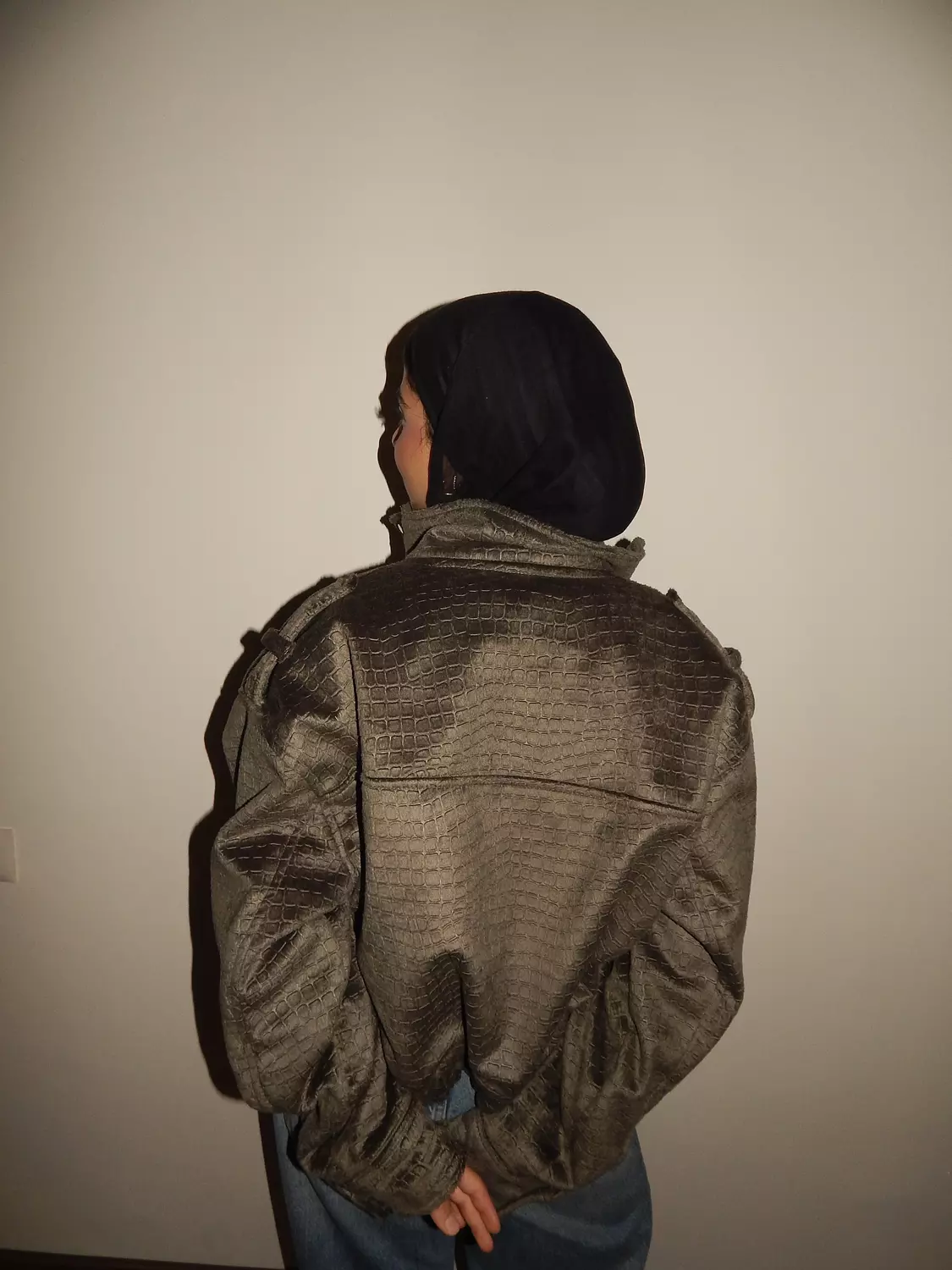 Olive Croco Suede Jacket 4