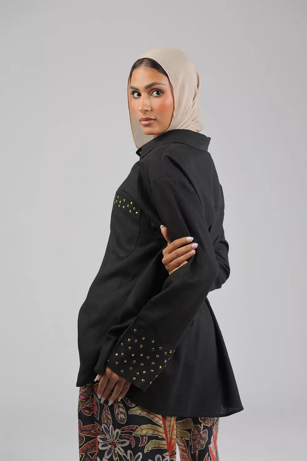 Black Studded linen shirt 10