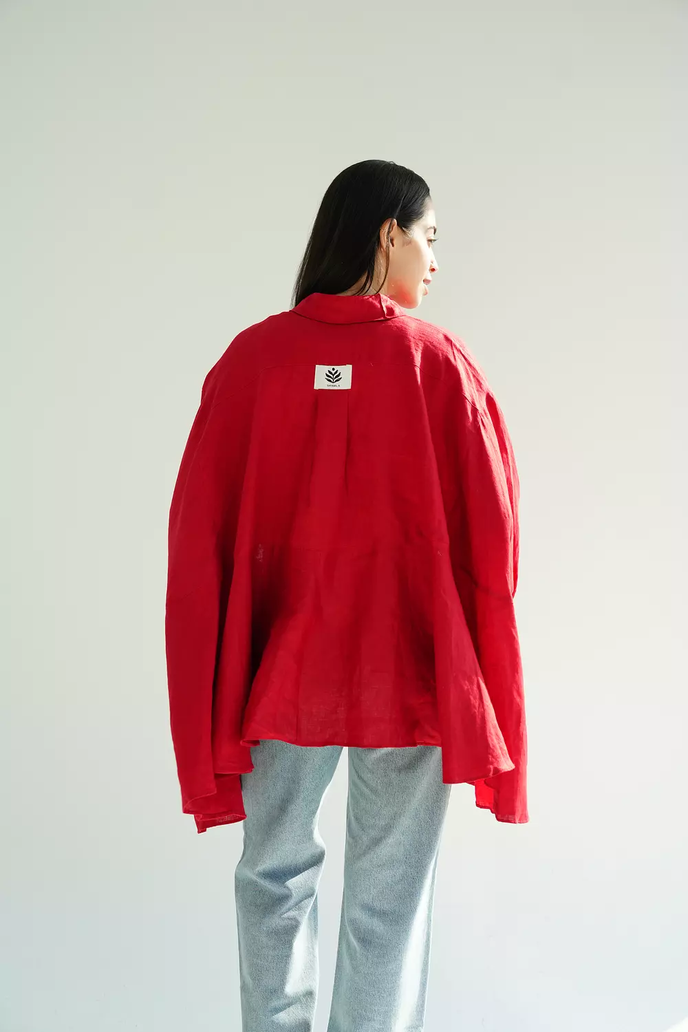Flowy linen blouse Red 2