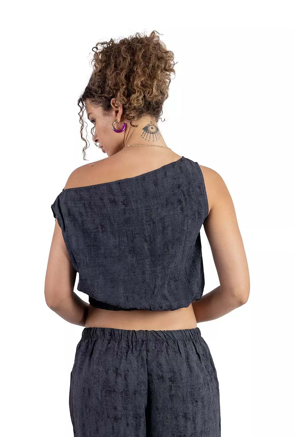 Charcoal Blue Off-shoulder set    3