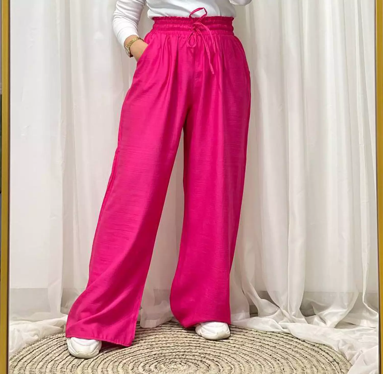 Wideleg linen pants image