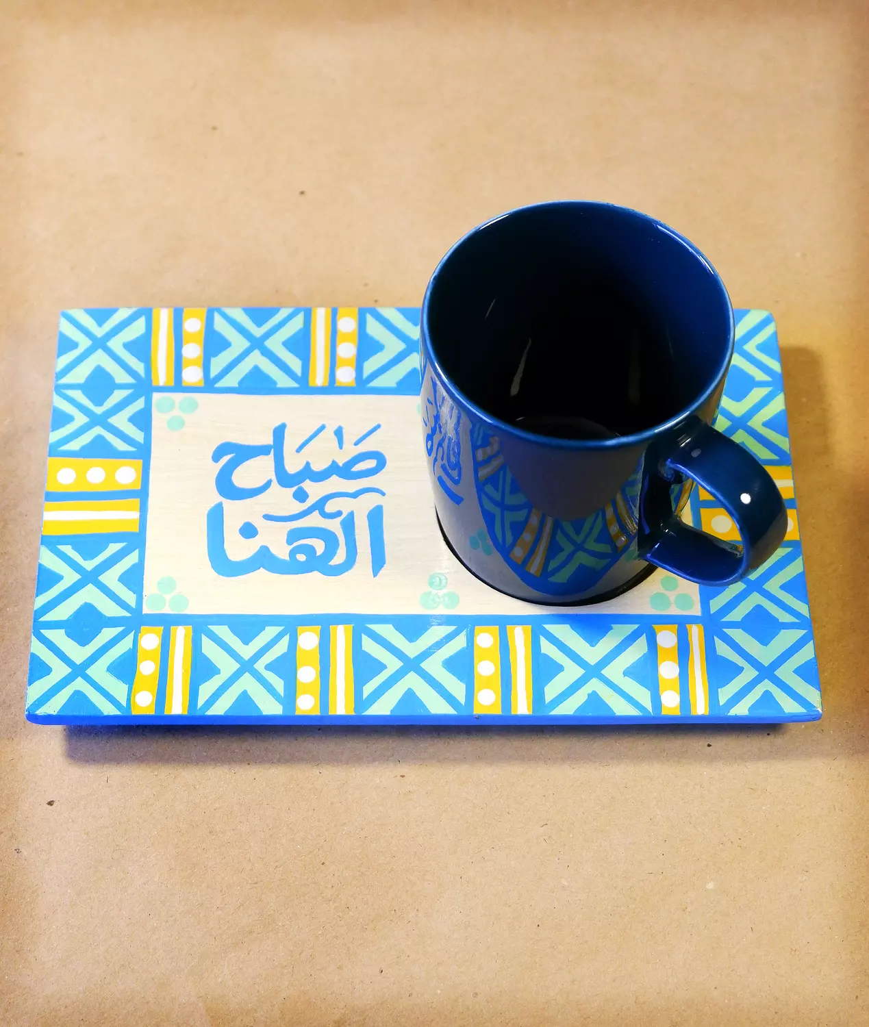  "Coaster and mug  " Square x blue   image