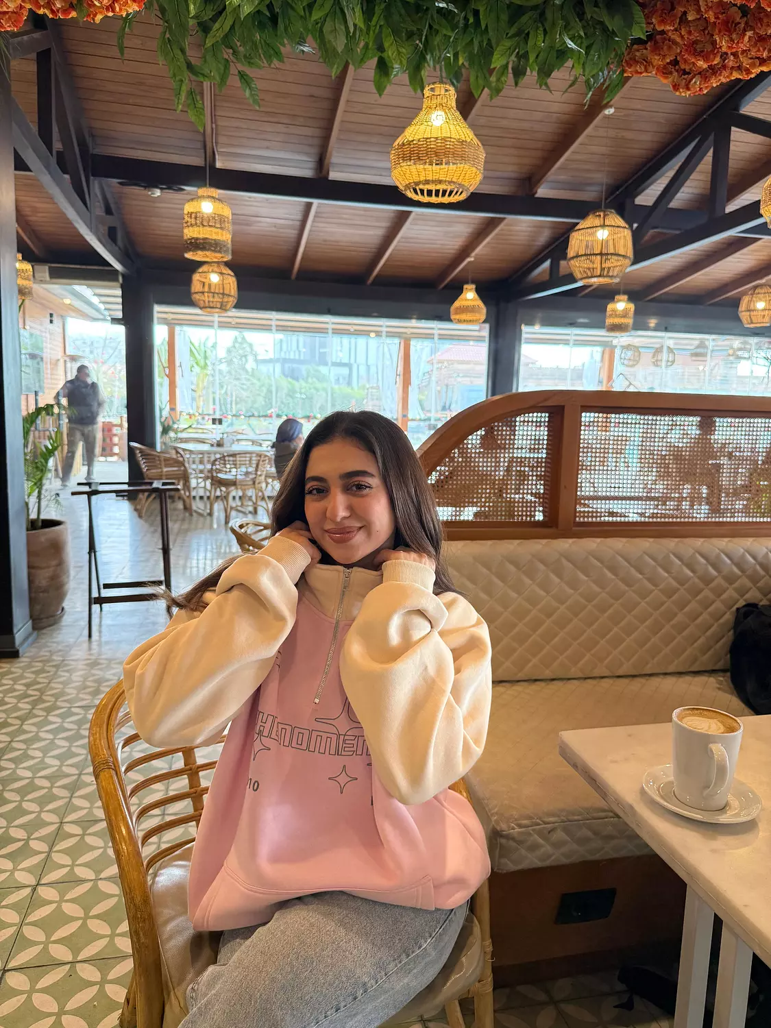 Half Zip Up Oversized Hoodie Sleeve Tee  image