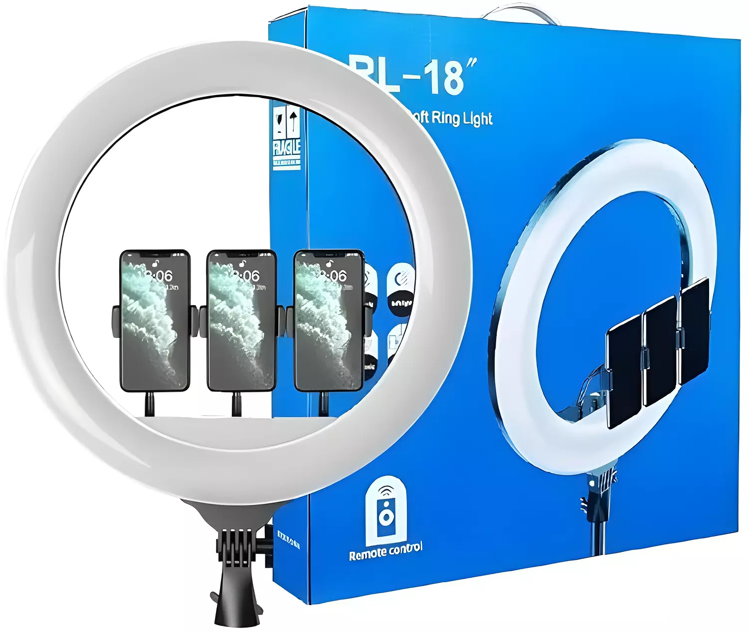 RL-18" Soft LED Ring Light - 360° Rotation - Wireless Control - Black 2