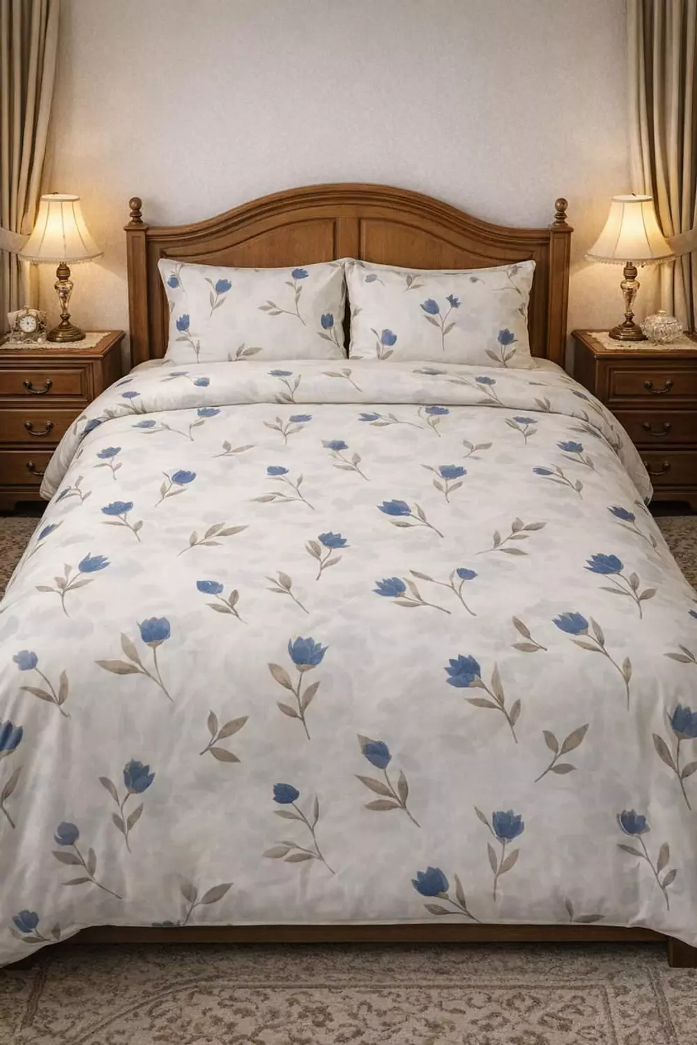 طقم ملايه قطن تركي كبير فلاور ازرق image