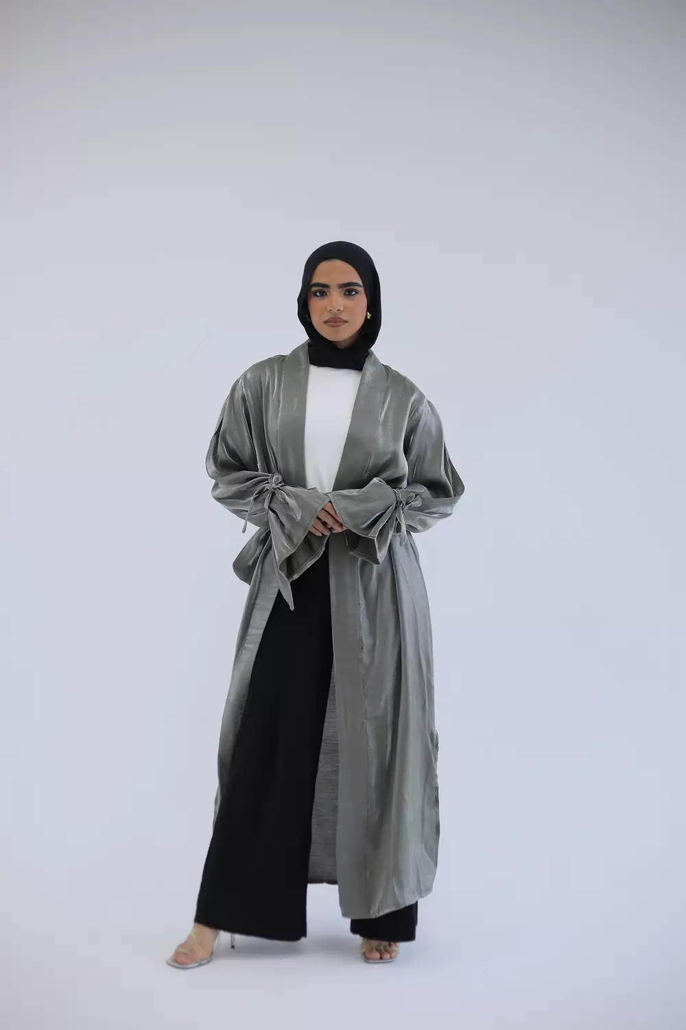 Mint green cardigan stan with a waistband-2nd-img