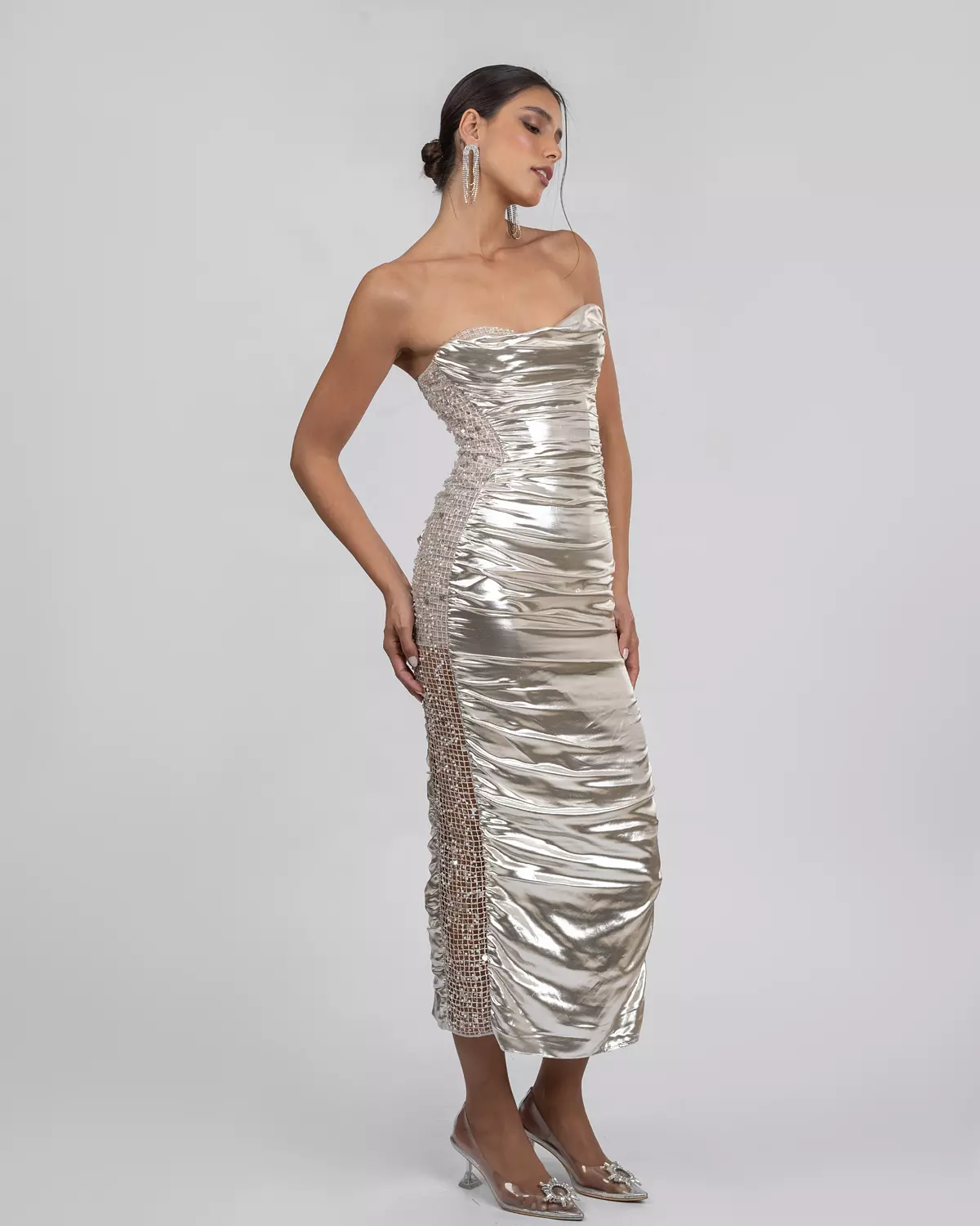 Metallic Strapless dress 4