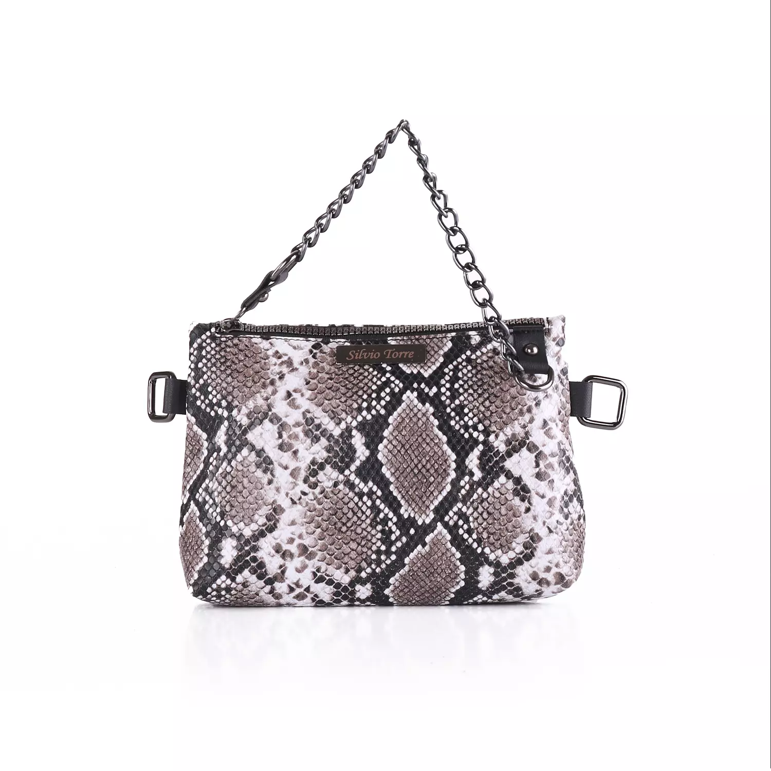 ST Leather Waist And Cross Bag-Café Snake 3