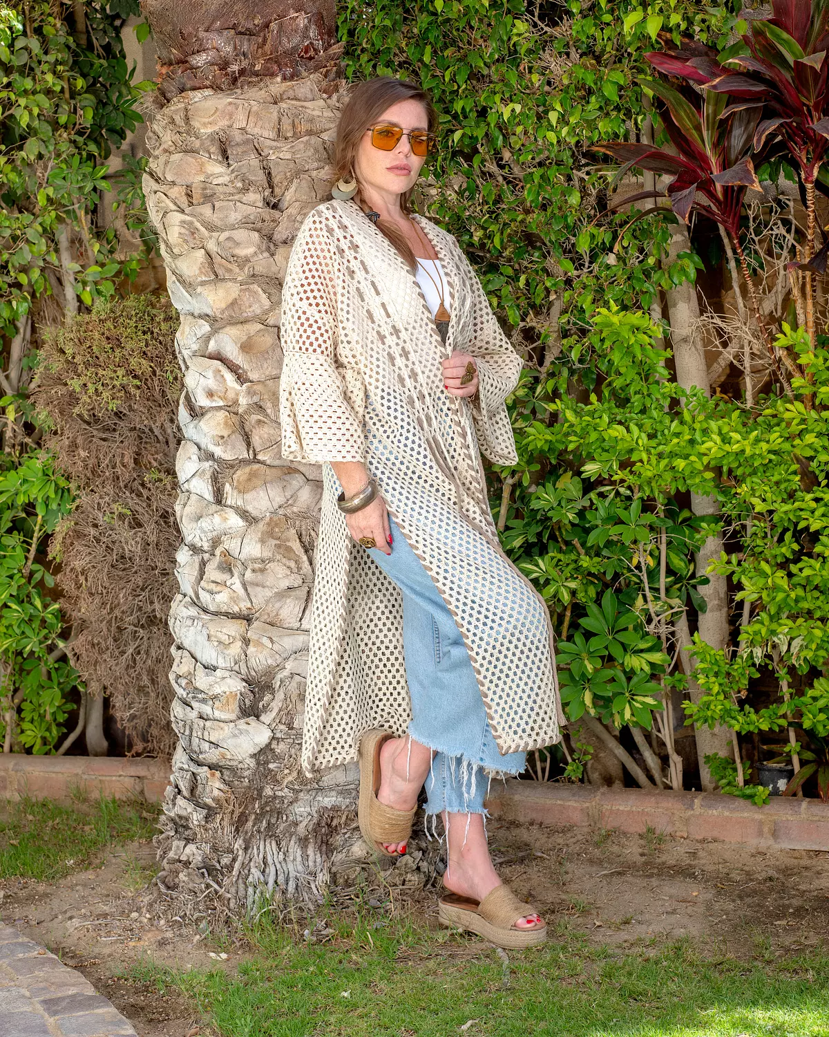 Beige Handmade Net Cardigan 3