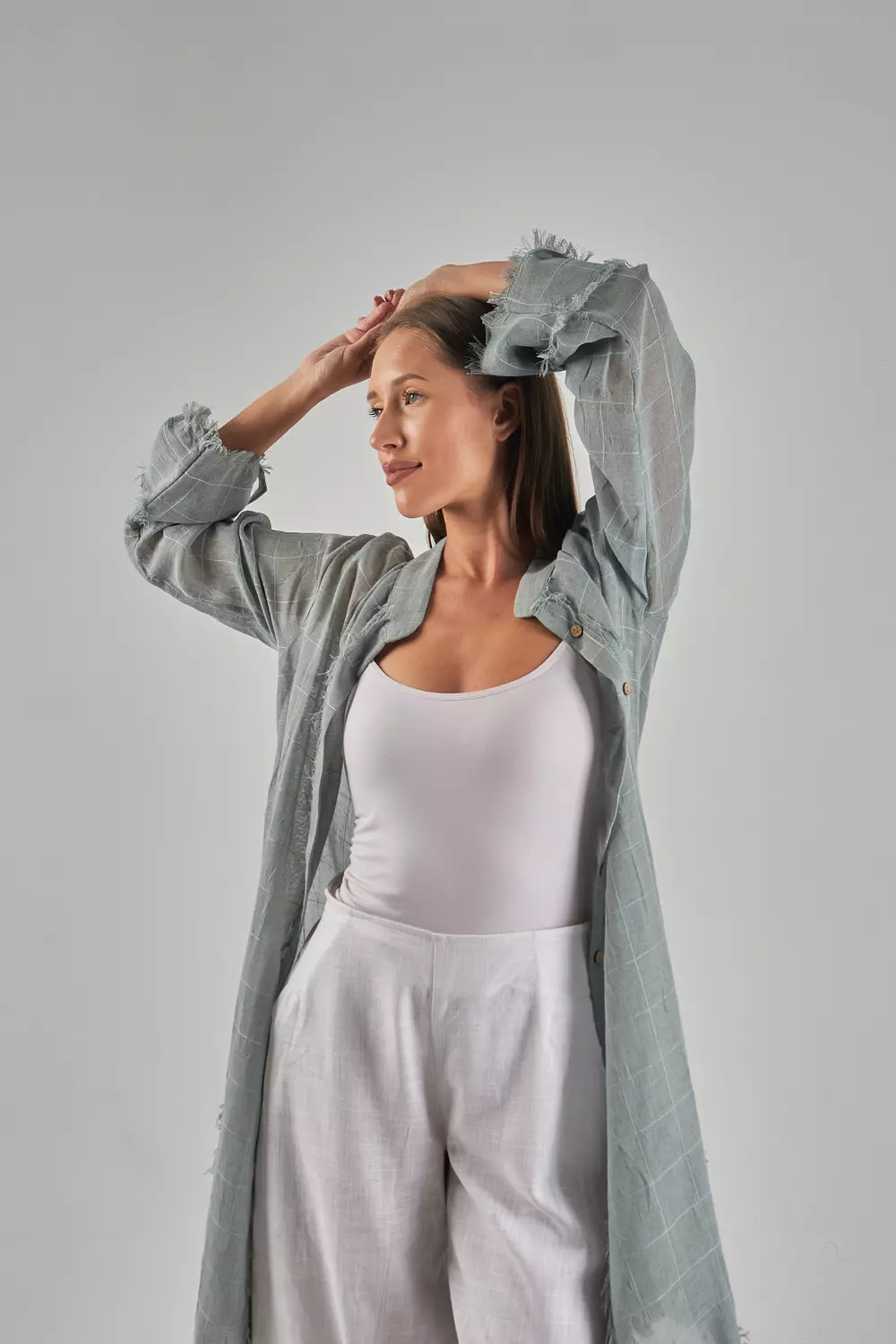 Mesh Linen Mint Shirt  2