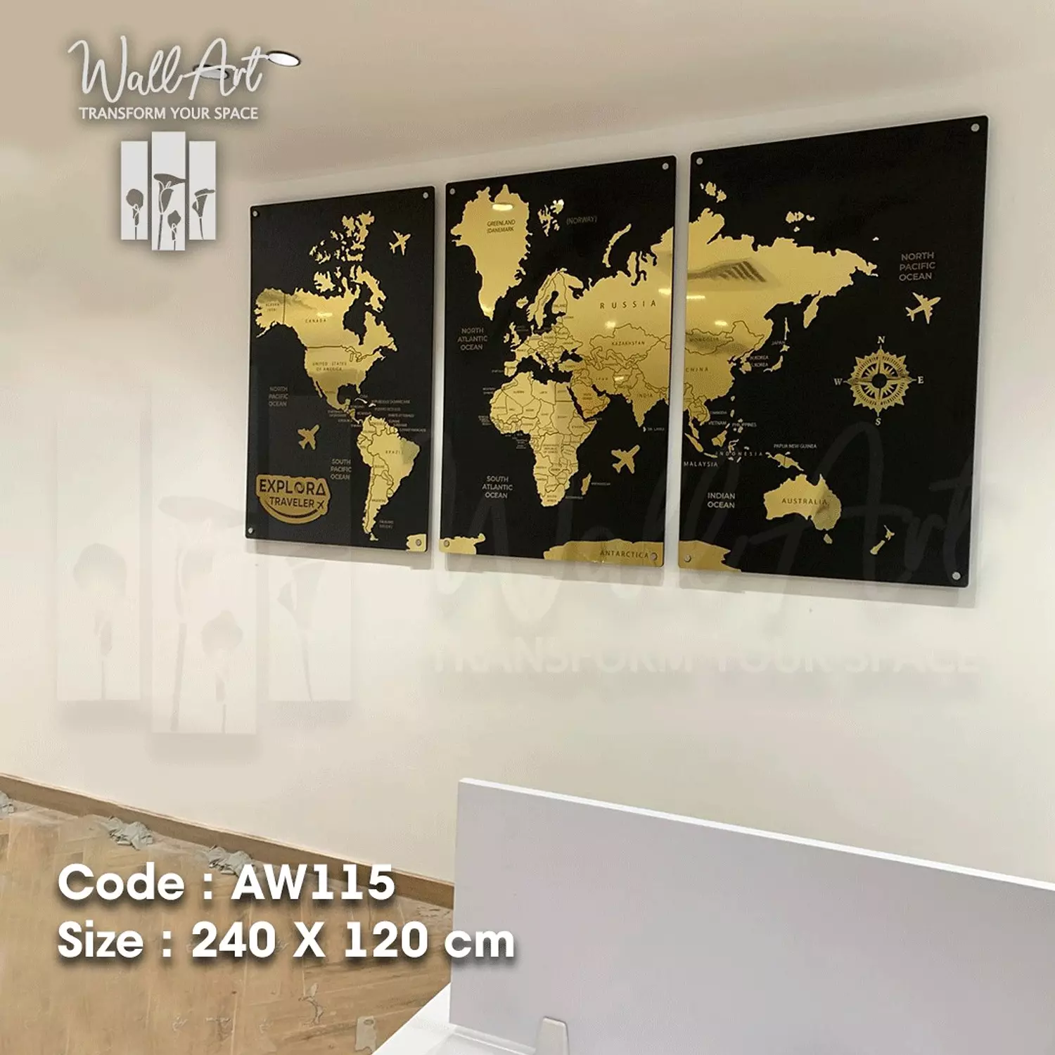 AW115-Engraved World Map   6