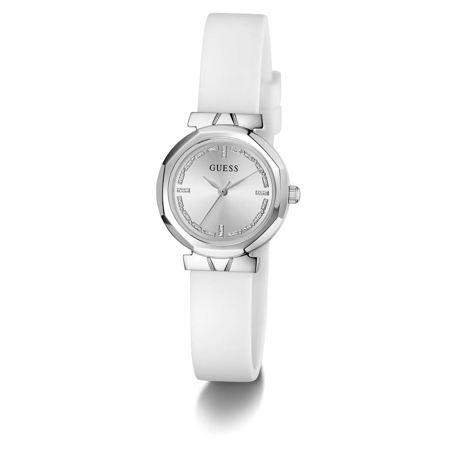 GUESS Ladies White Silver Tone Analog Watch White Silicone Strap GW0928L1 3