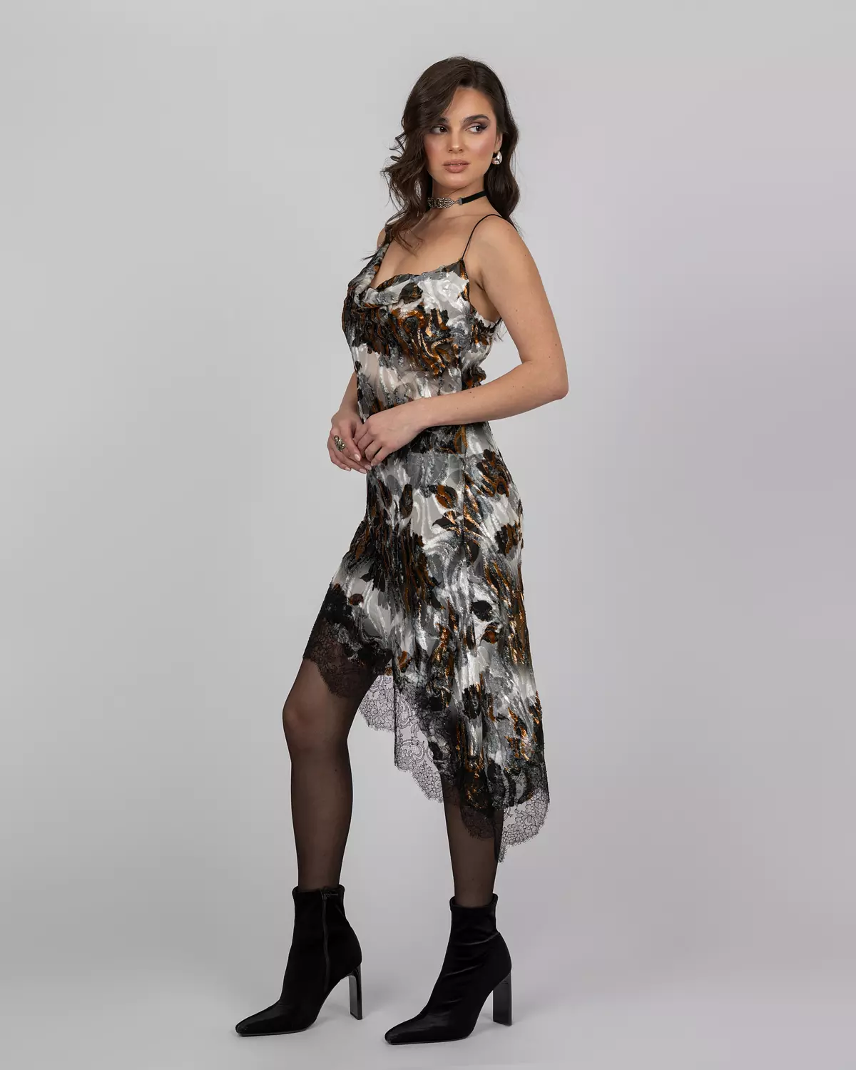 Luxury Silk Velvet Asymmetric Dress 4