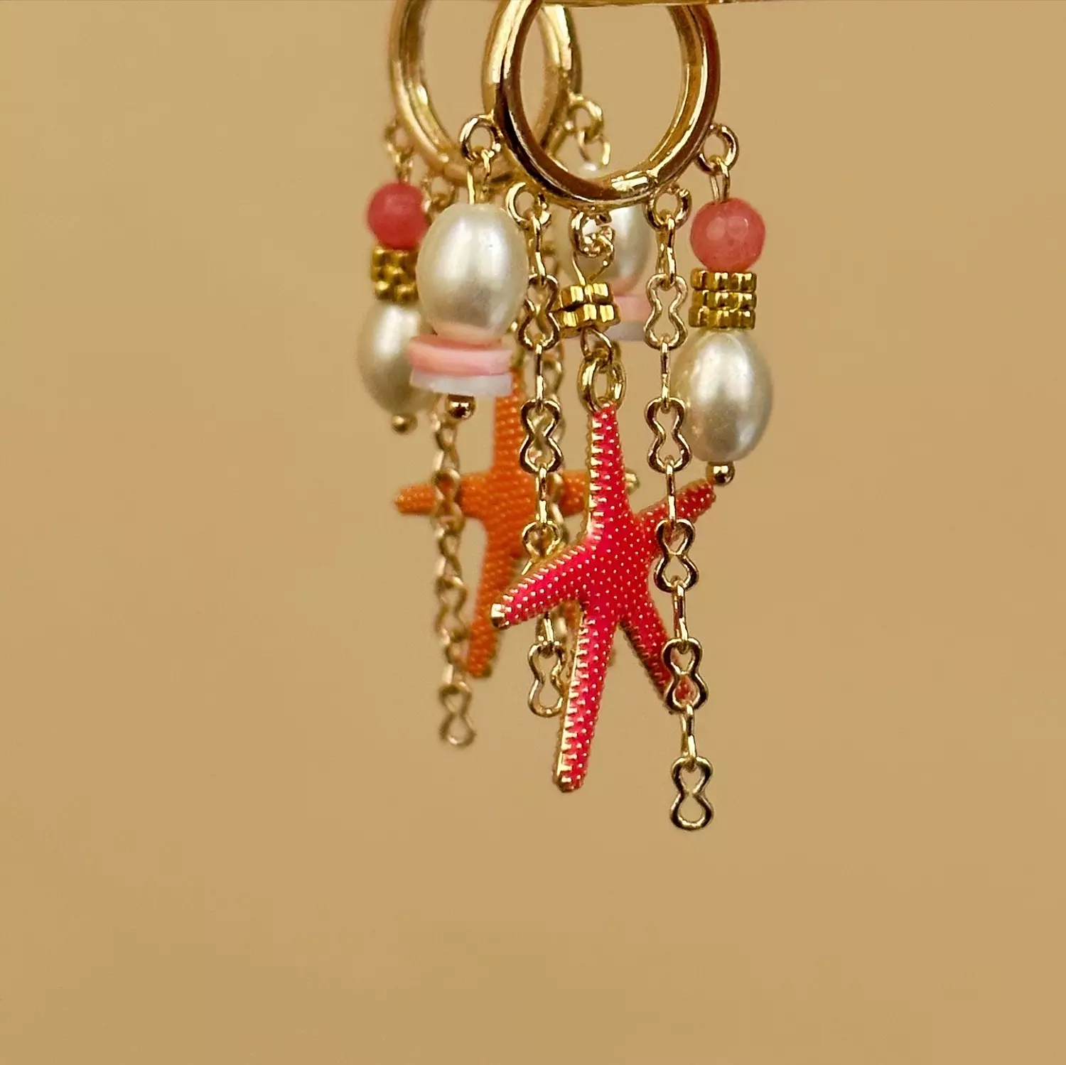 Coral Star Earrings  3