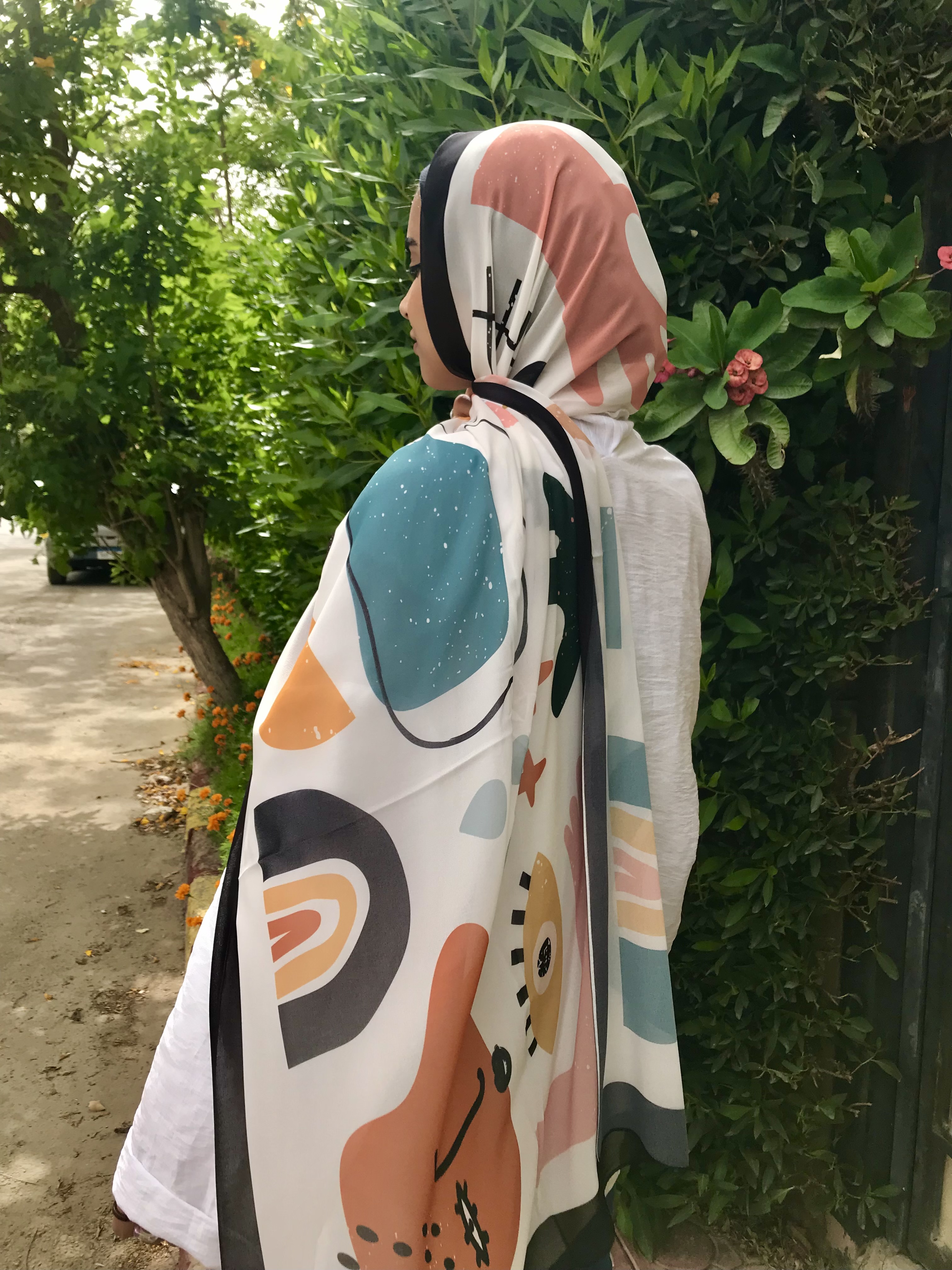 Orangish teal scarf image