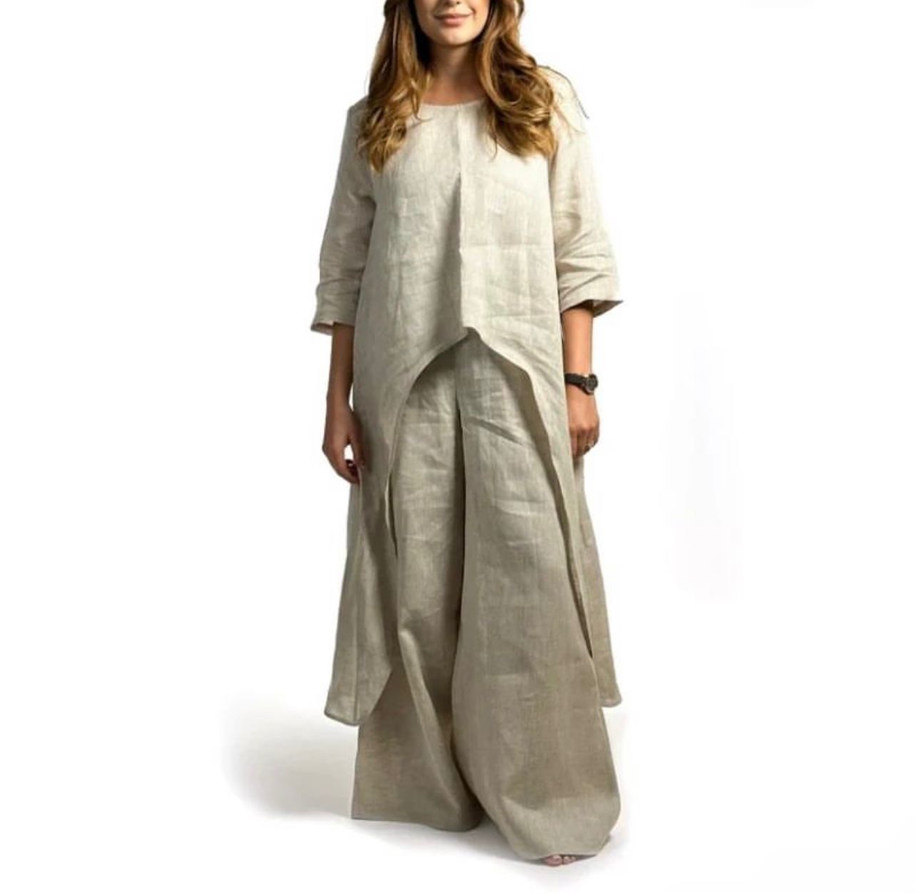 Linen Set womens clothing in light beige  image