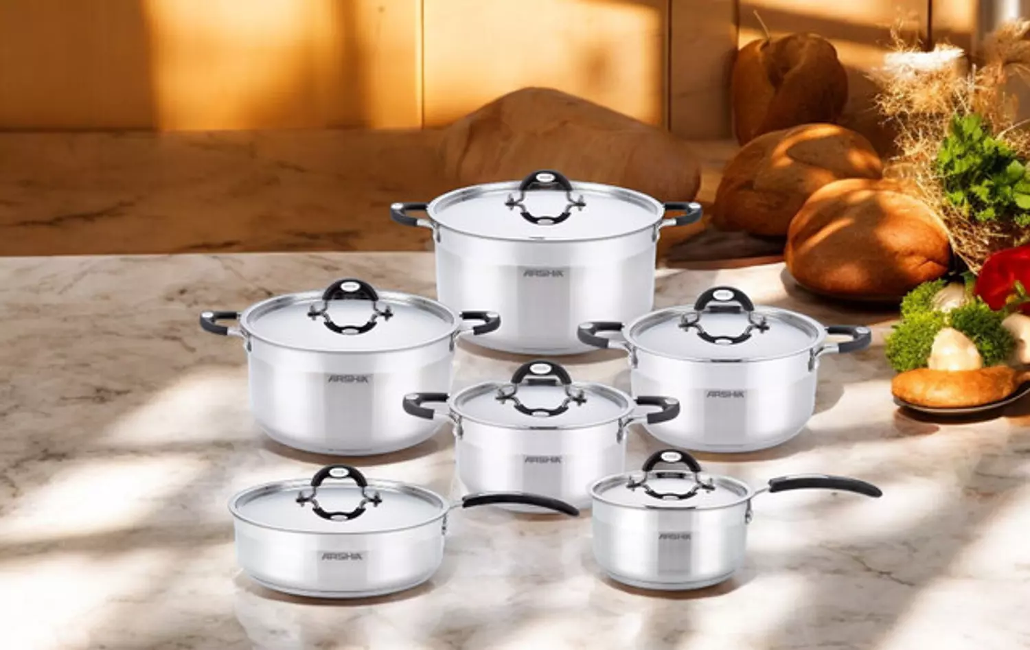 Arshia 12 piece stainless steel cookware set 1