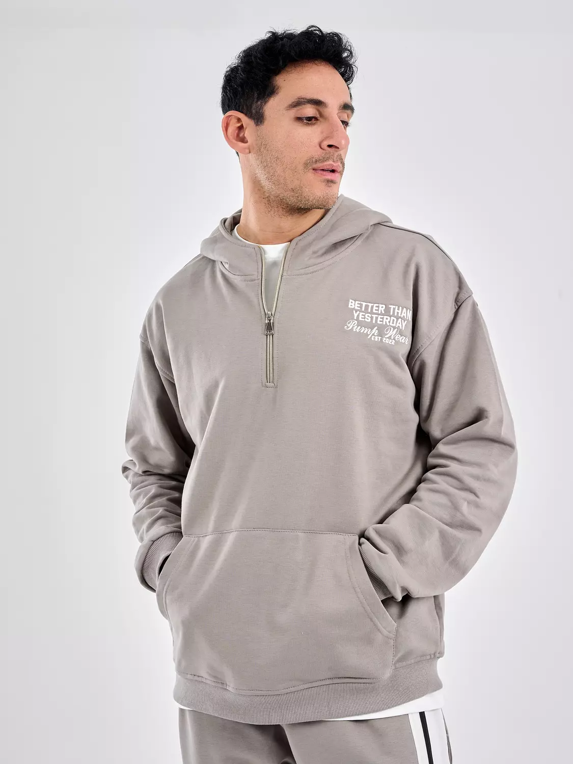 Drop Shoulder quarter Zip Hoodie ‘’gray’’ image
