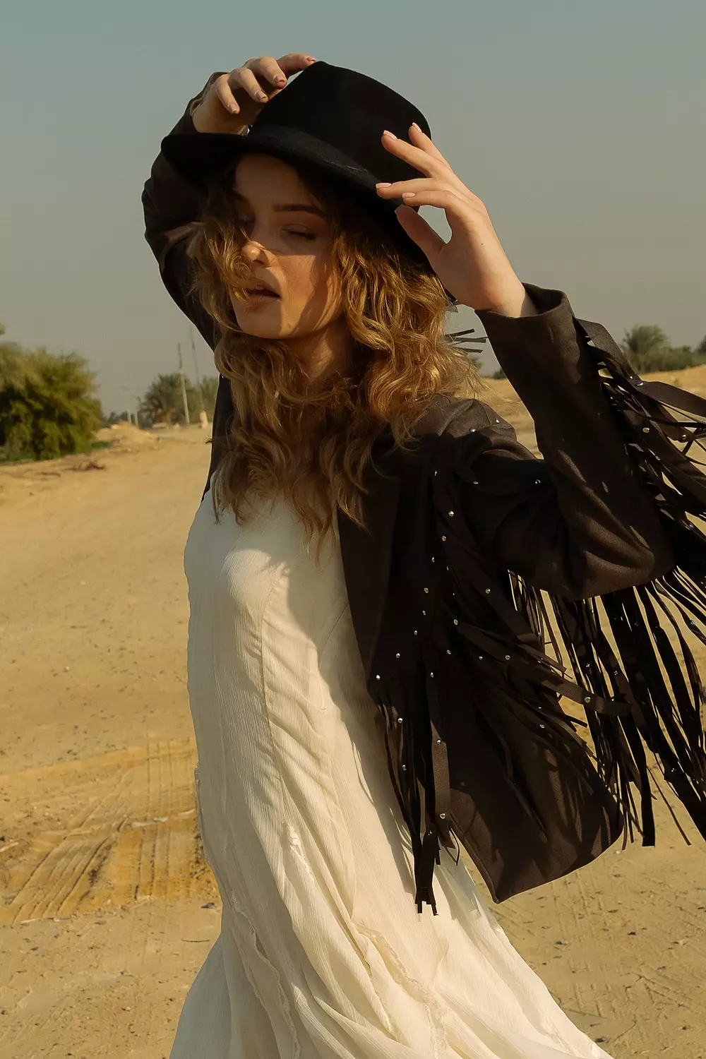 Fringe Suede Jacket - dark grey image