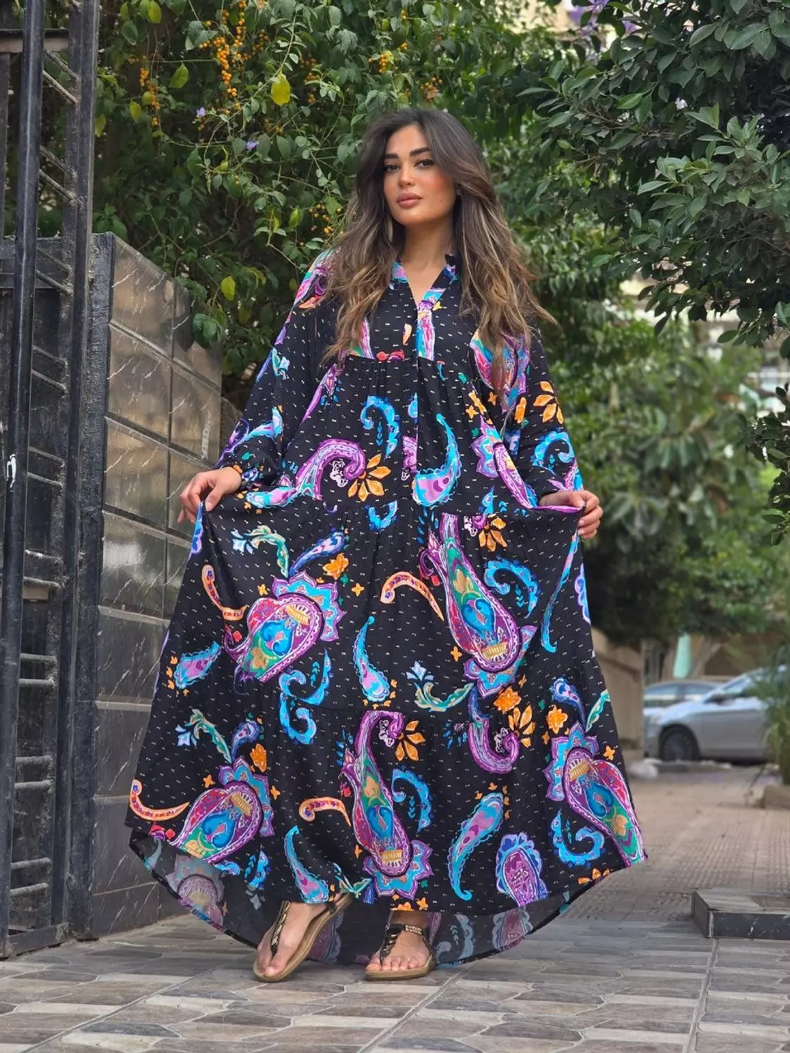 Black multicolour dress with gold shimmer 2