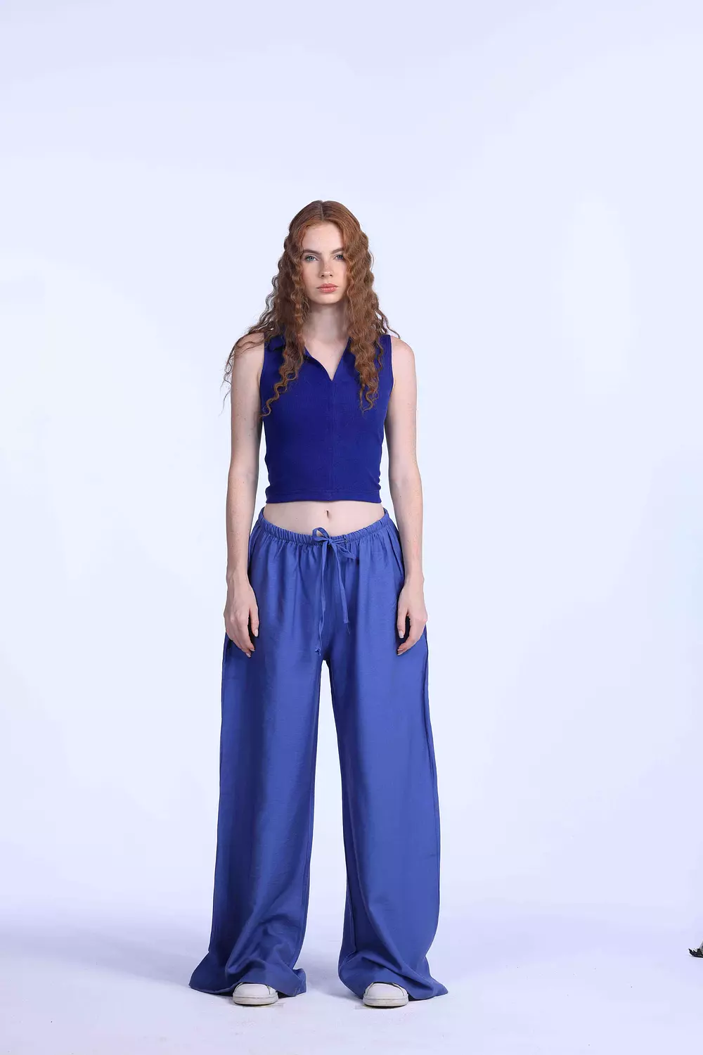 blue linen pants image