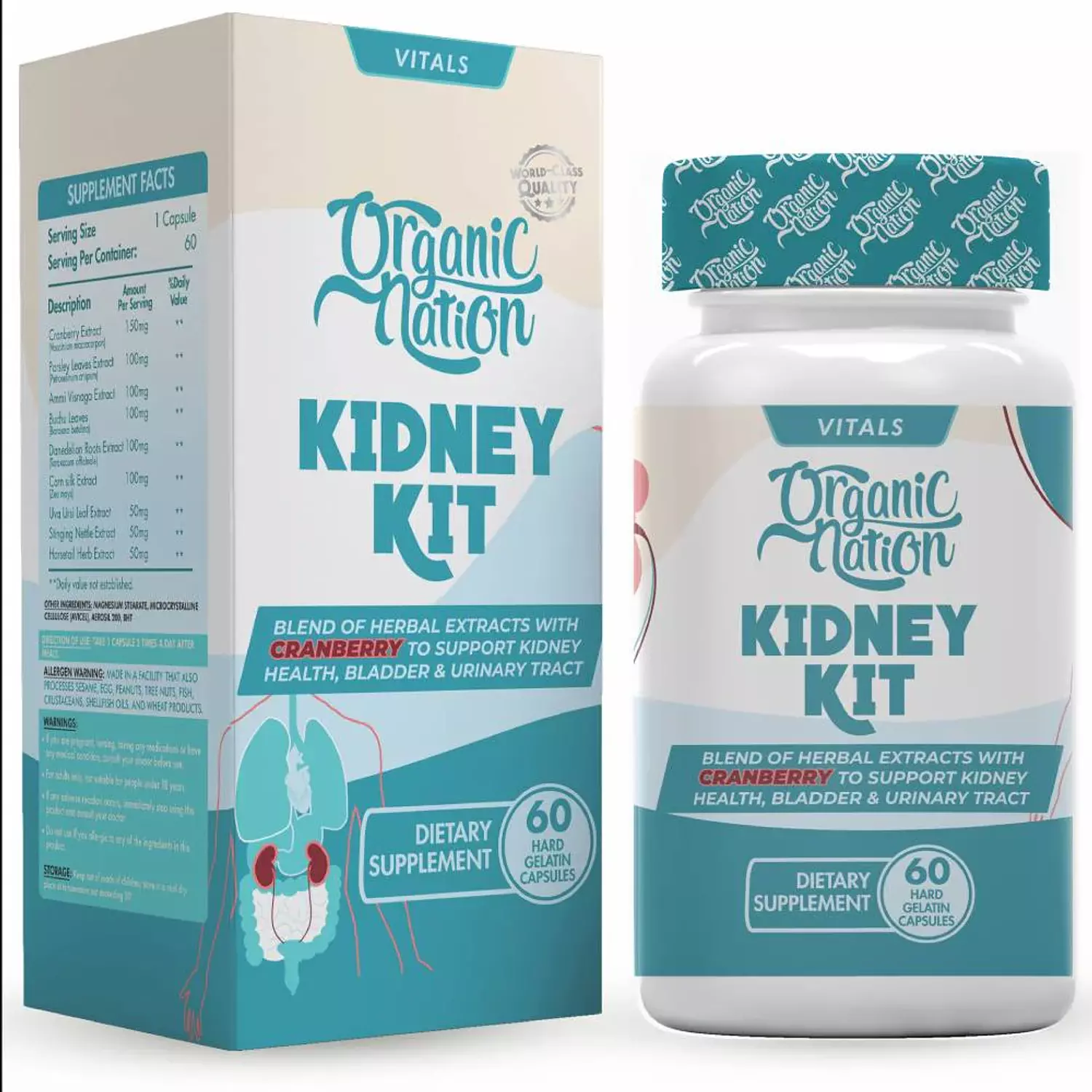 Organic Nation, Kidney Kit, 60 Tablets, 60 Servings image