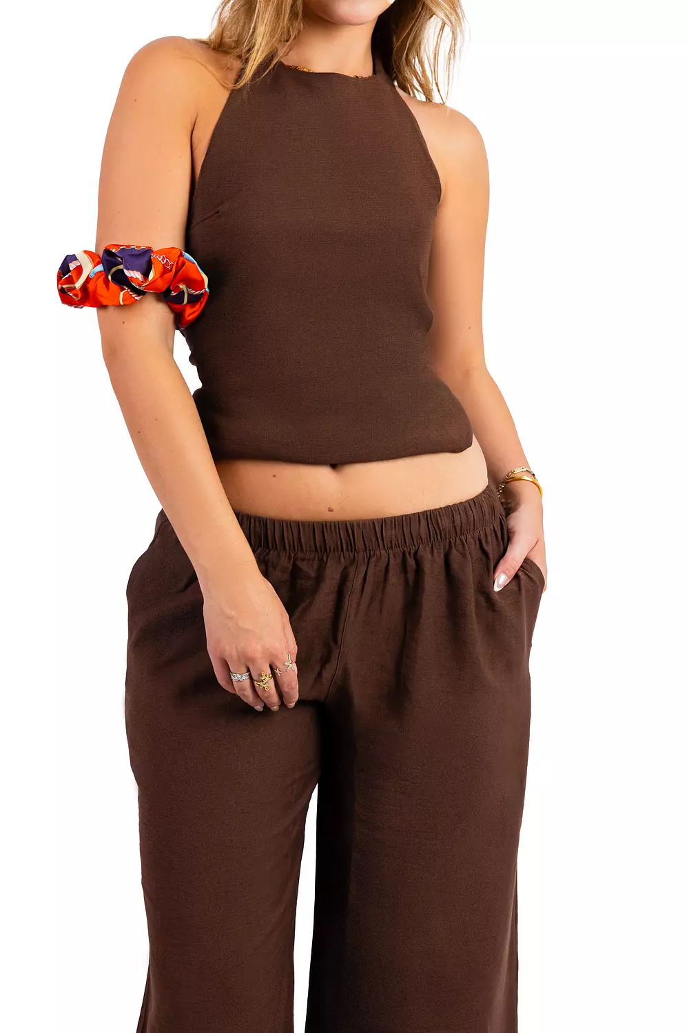 Chocolate teddy backless linen set 2