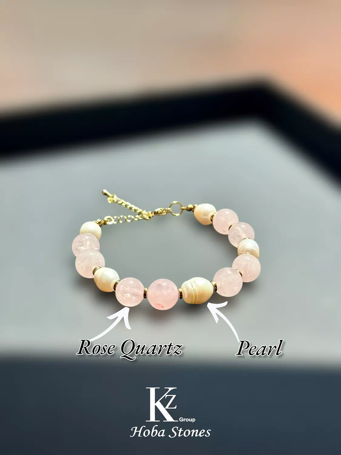 Bracelet Rose Quartz and Pearl image