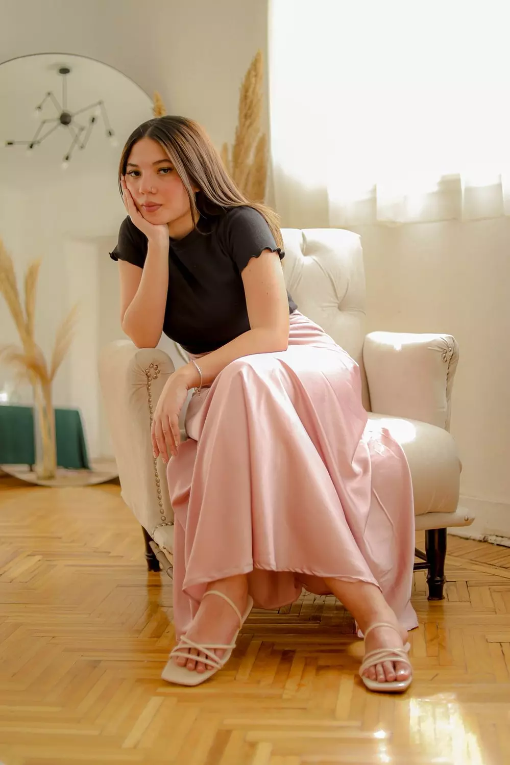 Pink Satin Skirt image