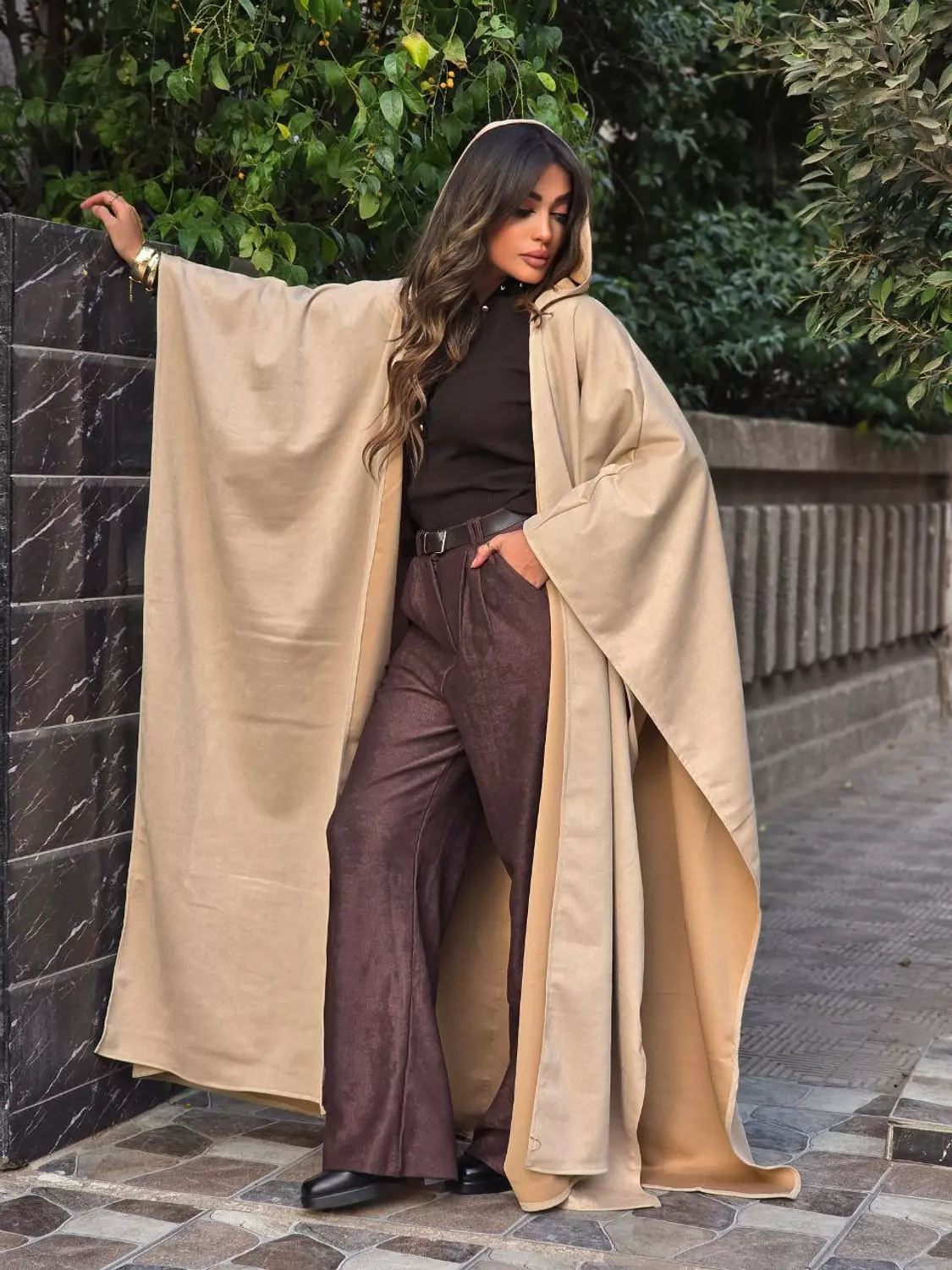 Beige Moroccan style suede kaftan  hover image
