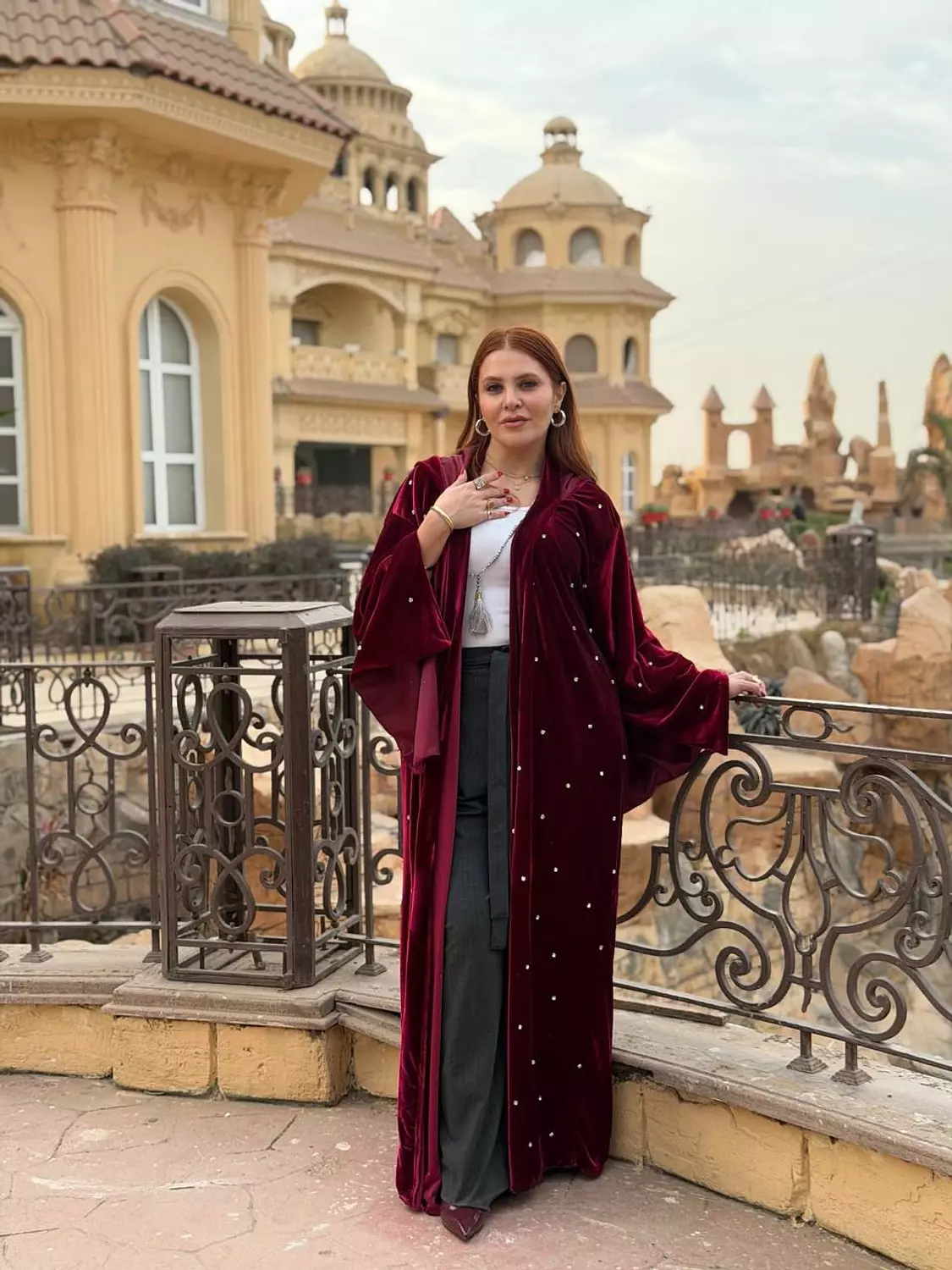 kaftan with strass burgendy image