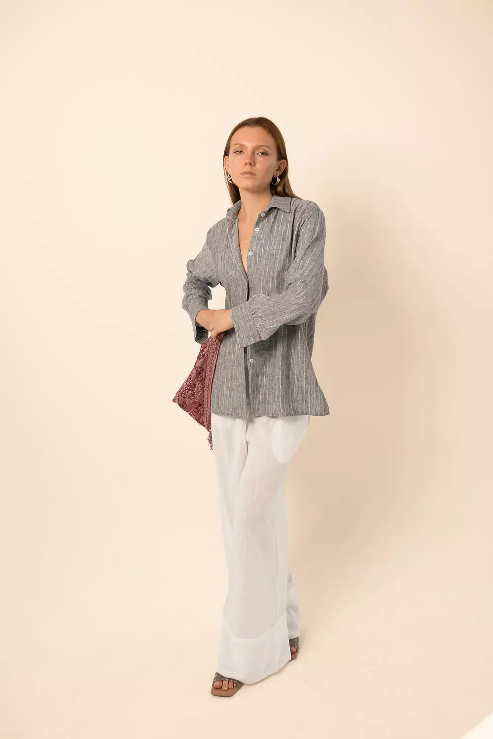 Oversized Shirt in silver Stripes - Dark Grey 3
