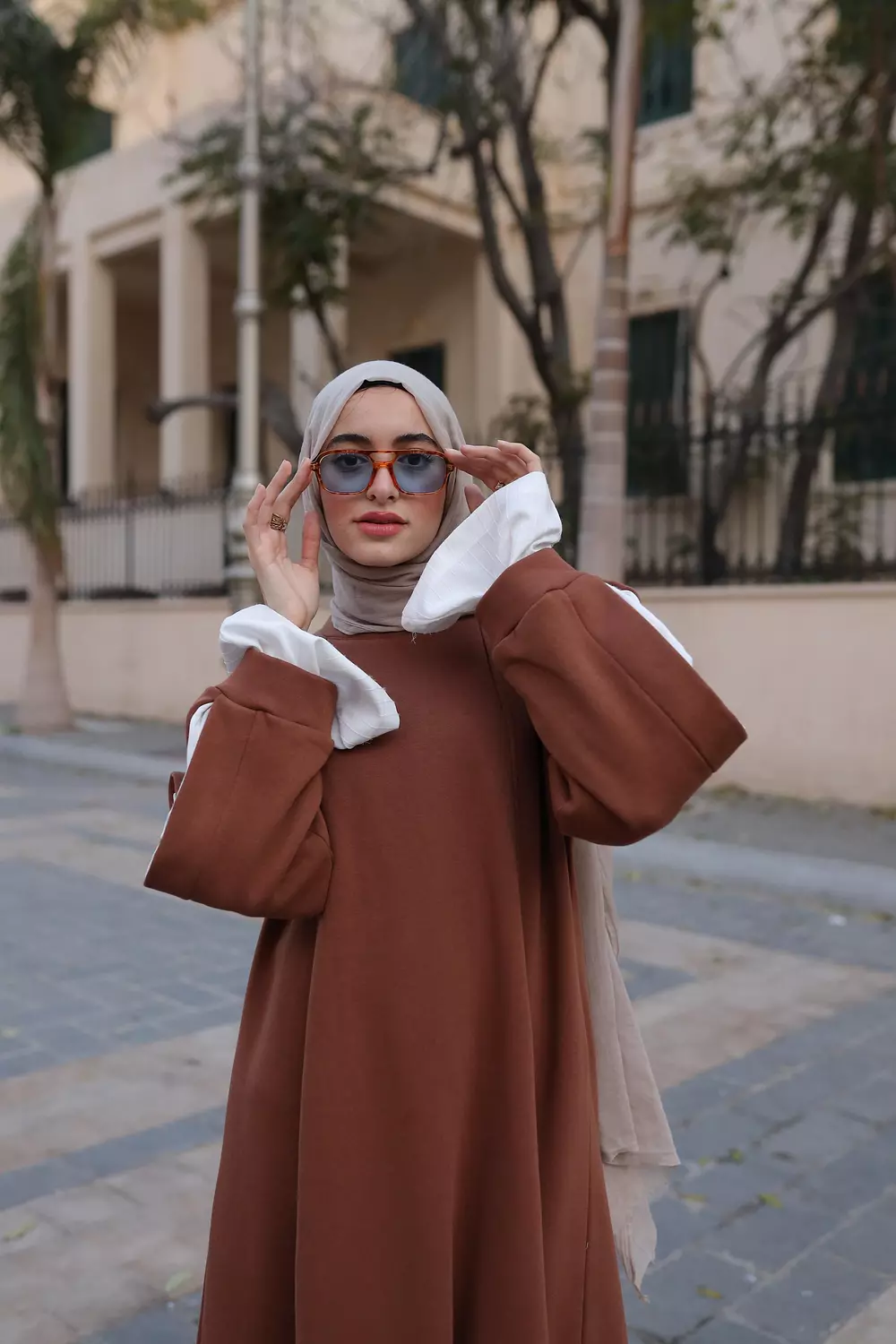 Nyla Hoodie Dress in brown 2
