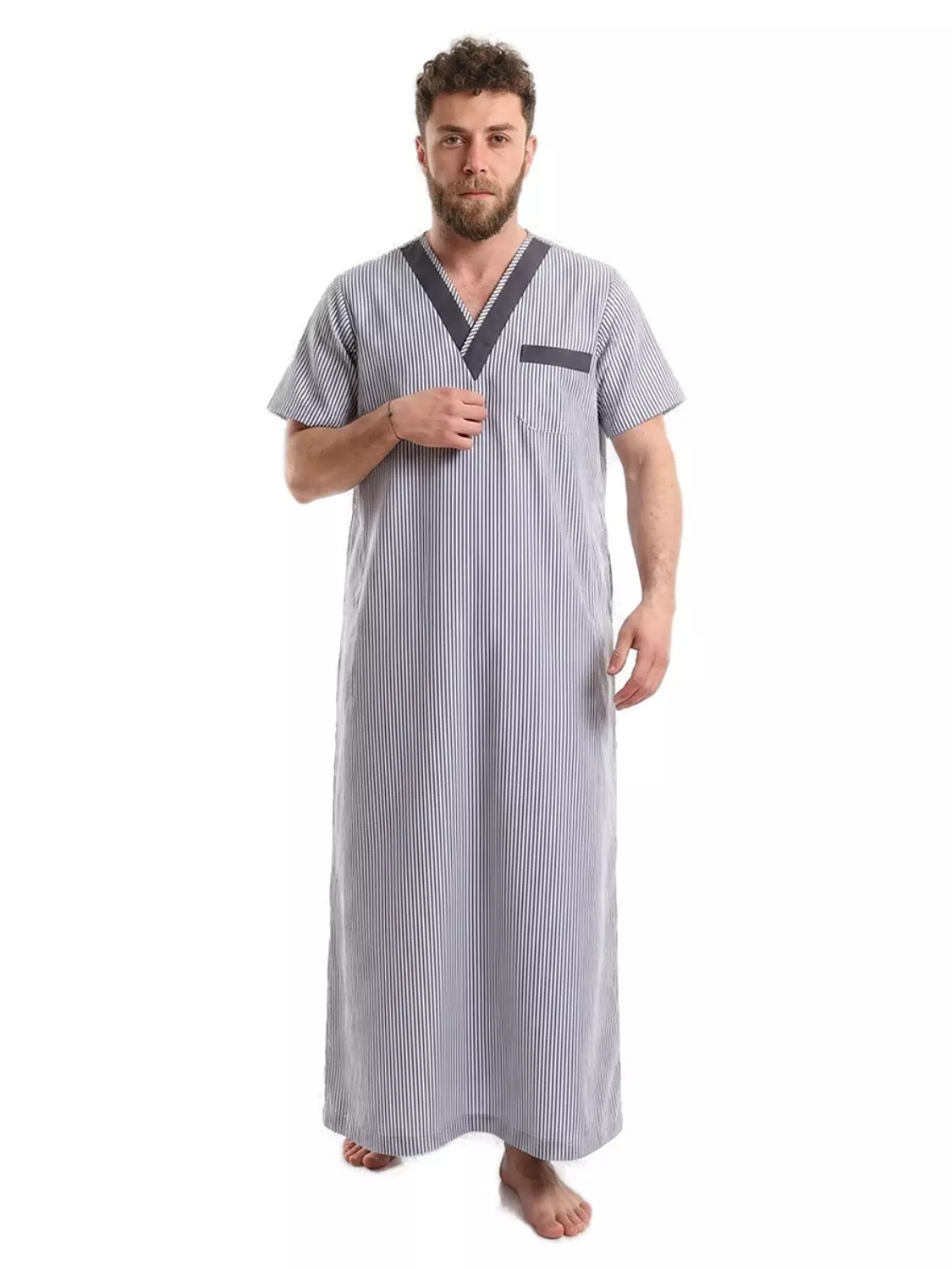 Men's Galabeya Short Sleeves - 2731- Dark Grey image