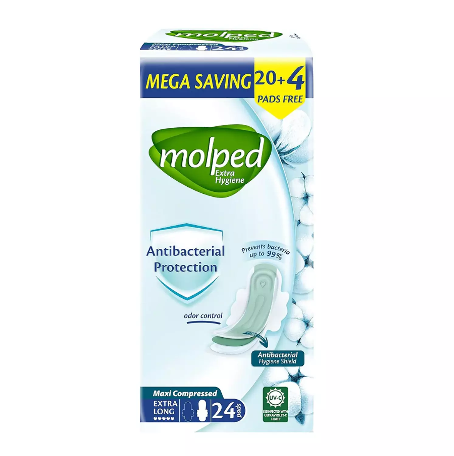MOLPED MAXI COMPRESSED ANTIBACTERIA EXTRA LONG 24 PADS image