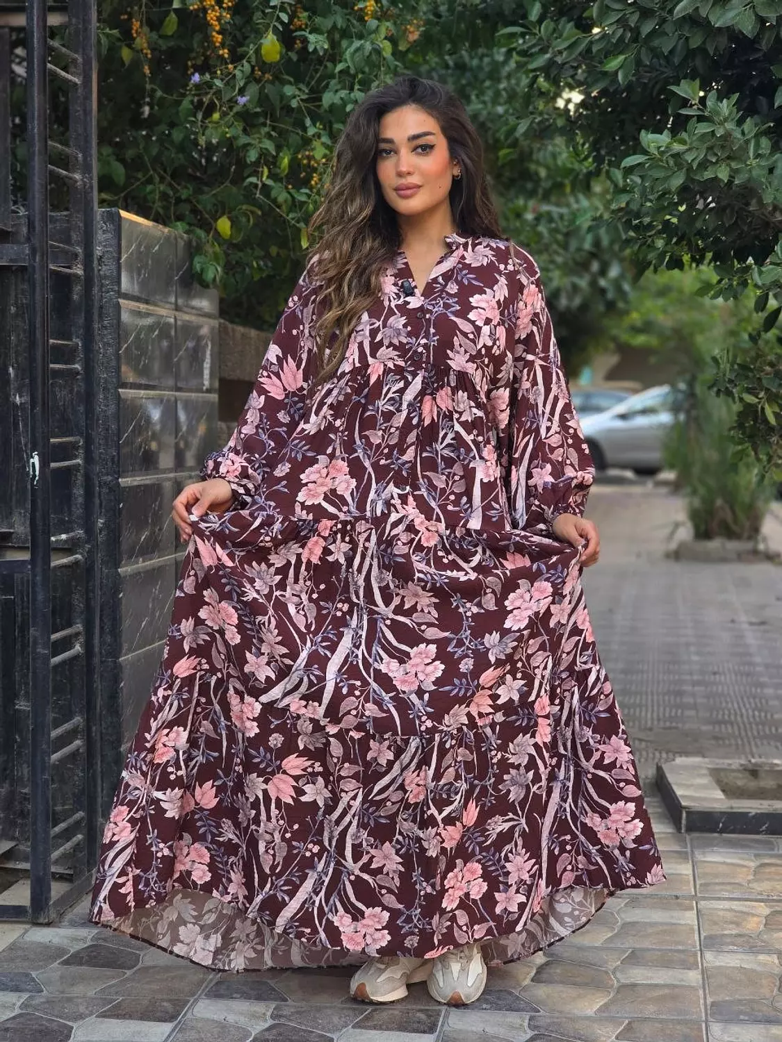 Brown floral dress 2