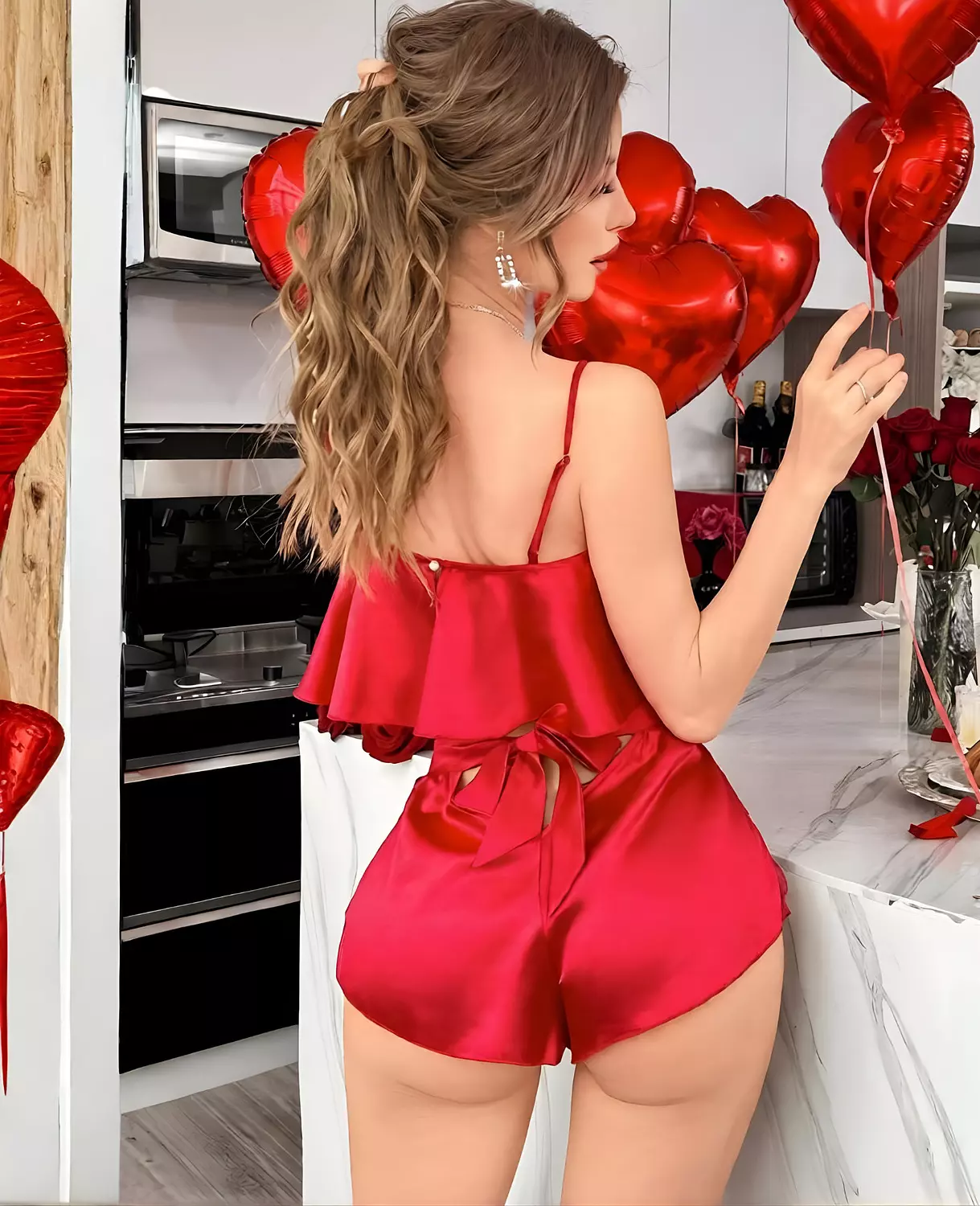 Satin Ruffle Cami & Shorts hover image