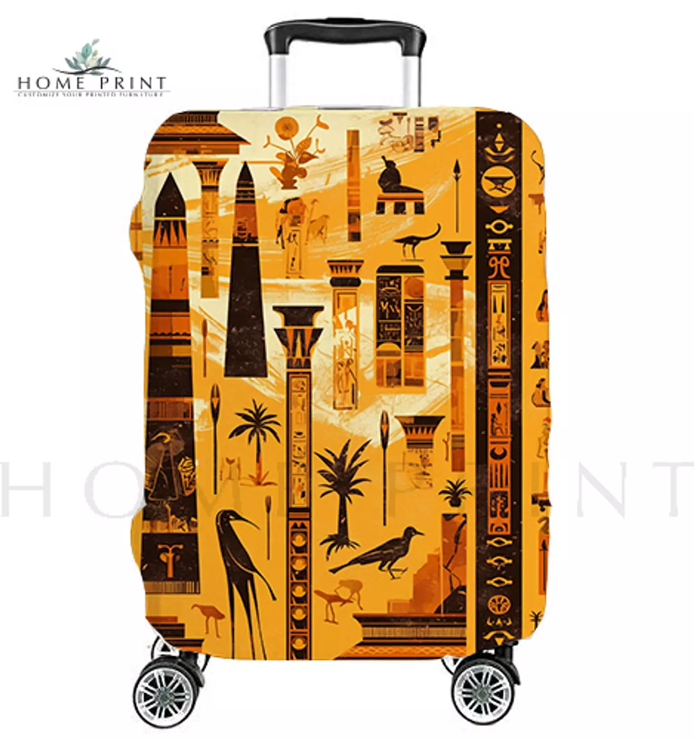 Suitcase Lycra Cover - Pharaonic Design  - Multi Ancient shapes  image