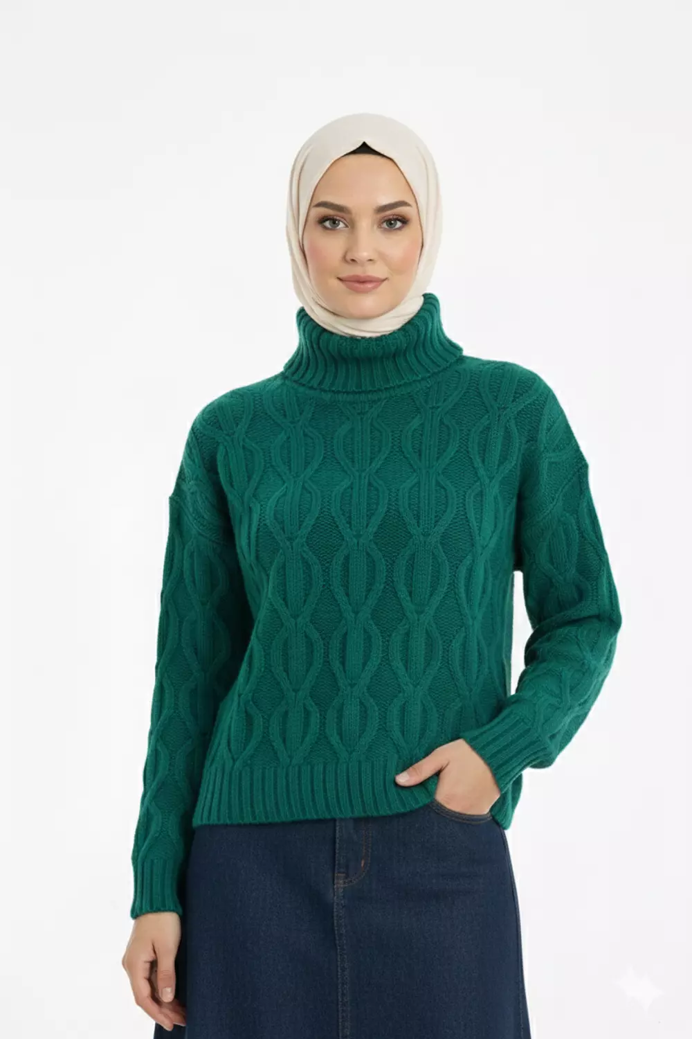 Chic Warm Cable Knit Turtleneck Sweater 5