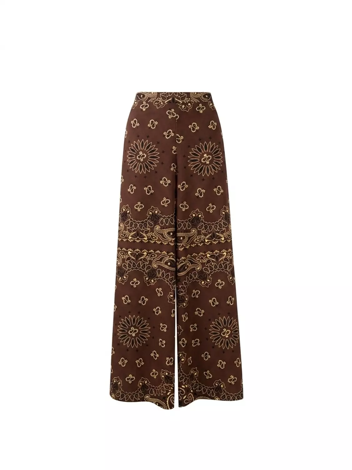 Brown bandana print pants wide leg image