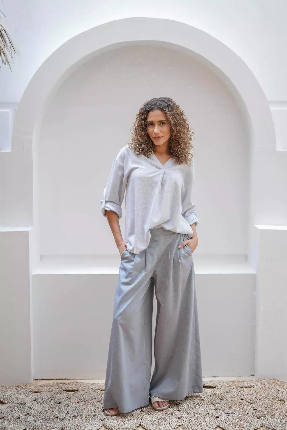Sunday Oversized Grey Plaid Shirt hover image